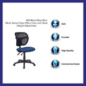 Mid-Back Navy Blue Mesh Swivel Task Office Chair with Back Height Adjustment, WL-A7671SYG-NVY-GG