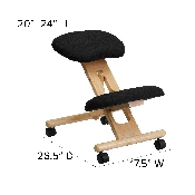 Mobile Wooden Ergonomic Kneeling Office Chair in Black Fabric, WL-SB-210-GG