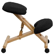 Mobile Wooden Ergonomic Kneeling Office Chair in Black Fabric, WL-SB-210-GG