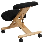 Mobile Wooden Ergonomic Kneeling Office Chair in Black Fabric, WL-SB-210-GG