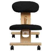 Mobile Wooden Ergonomic Kneeling Office Chair in Black Fabric, WL-SB-210-GG
