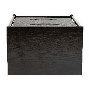 2 Drawer Wood Top Black Nightstand Storage Organizer with Cast Iron Frame and Dark Gray Easy Pull Fabric Drawers, WX-5L200-BK-GR-GG