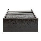 4 Drawer Slim Wood Top Black Cast Iron Frame Vertical Storage Dresser with Dark Gray Easy Pull Fabric Drawers, WX-5L203-BK-GR-GG