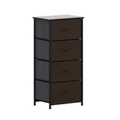 Harris 4 Drawer Storage Dresser with Black Cast Iron Frame, Brown Wood Top and Brown Easy Pull Engineered Wood Drawers with Wooden Handles, WX-5L203-MDF-BK-BR-GG