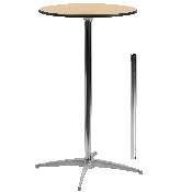 24'' Round Wood Cocktail Table with 30'' and 42'' Columns, XA-24-COTA-GG