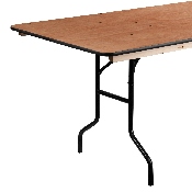 8-Foot Rectangular Wood Folding Banquet Table with Clear Coated Finished Top, XA-3696-P-GG, XA-3696-P-GG