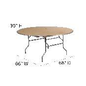 5.5-Foot Round HEAVY DUTY Birchwood Folding Banquet Table with METAL Edges, XA-66-BIRCH-M-GG