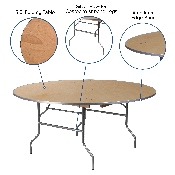 5.5-Foot Round HEAVY DUTY Birchwood Folding Banquet Table with METAL Edges, XA-66-BIRCH-M-GG