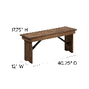 HERCULES Series 40'' x 12'' Antique Rustic Solid Pine Folding Farm Bench, XA-B-40X12-GG