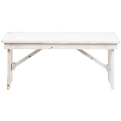 HERCULES Series 40" x 12" Antique Rustic White Solid Pine Folding Farm Bench, XA-B-40X12-WH-GG