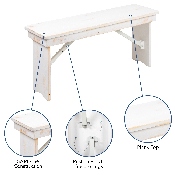 HERCULES Series 40" x 12" Antique Rustic White Solid Pine Folding Farm Bench, XA-B-40X12-WH-GG