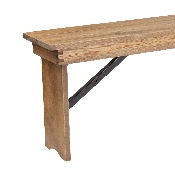 HERCULES Series 8' x 12'' Antique Rustic Solid Pine Folding Farm Bench with 3 Legs, XA-B-96X12-L-GG