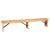 HERCULES 8' x 12'' Antique Rustic Light Natural Solid Pine Folding Farm Bench with 3 Legs, XA-B-96X12-L-LN-GG