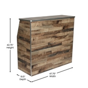 Amara 4' Rustic Natural Wood Plank Laminate Foldable Bar - Portable Event Bar, XA-BAR-48-NAT-GG