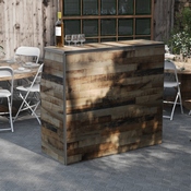 Amara 4' Rustic Natural Wood Plank Laminate Foldable Bar - Portable Event Bar, XA-BAR-48-NAT-GG