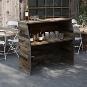 Amara 4' Rustic Natural Wood Plank Laminate Foldable Bar - Portable Event Bar, XA-BAR-48-NAT-GG