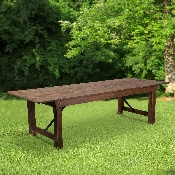 HERCULES Series 9' x 40" Rectangular Antique Rustic Solid Pine Folding Farm Table, XA-F-108X40-GG