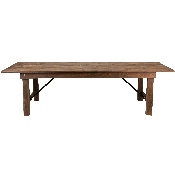 HERCULES Series 9' x 40" Rectangular Antique Rustic Solid Pine Folding Farm Table, XA-F-108X40-GG