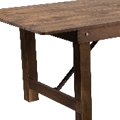 HERCULES Series 9' x 40" Rectangular Antique Rustic Solid Pine Folding Farm Table, XA-F-108X40-GG