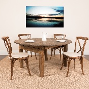 HERCULES Series Round Dining Table - Farm Inspired, Rustic & Antique Pine Dining Room Table, XA-F-60-RD-GG