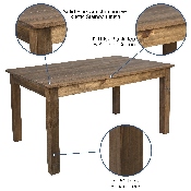 60" x 38" Rectangular Antique Rustic Solid Pine Farm Dining Table, XA-F-60X38-GG