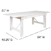 HERCULES Series 7' x 40" Antique Rustic White Folding Farm Table and Four Bench Set, XA-FARM-1-WH-GG