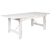 HERCULES Series 7' x 40" Antique Rustic White Folding Farm Table and Four Bench Set, XA-FARM-1-WH-GG