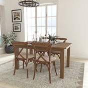 60" x 38" Antique Rustic Farm Table Set with 4 Cross Back Chairs and Cushions, XA-FARM-18-GG