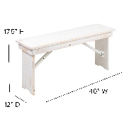 HERCULES Series 8' x 40" Antique Rustic White Folding Farm Table and Six Bench Set, XA-FARM-3-WH-GG