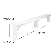 HERCULES Series 8' x 40" Antique Rustic White Folding Farm Table and Two Bench Set, XA-FARM-4-WH-GG