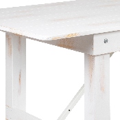 HERCULES Series 9' x 40" Antique Rustic White Folding Farm Table and Four Bench Set, XA-FARM-7-WH-GG