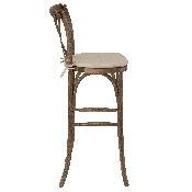 HERCULES Series Dark Antique Wood Cross Back Barstool with Cushion, XA-X-BAR-GO-BC-GG