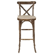 HERCULES Series Dark Antique Wood Cross Back Barstool with Cushion, XA-X-BAR-GO-BC-GG