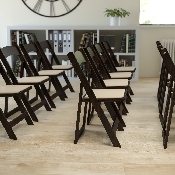 HERCULES Series Chocolate Wood Folding Chair with Vinyl Padded Seat, XF-2903-CHOC-WOOD-GG