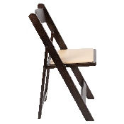 HERCULES Series Chocolate Wood Folding Chair with Vinyl Padded Seat, XF-2903-CHOC-WOOD-GG