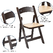 HERCULES Series Chocolate Wood Folding Chair with Vinyl Padded Seat, XF-2903-CHOC-WOOD-GG