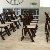 HERCULES Series Fruitwood Wood Folding Chair with Vinyl Padded Seat, XF-2903-FRUIT-WOOD-GG