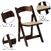 HERCULES Series Fruitwood Wood Folding Chair with Vinyl Padded Seat, XF-2903-FRUIT-WOOD-GG