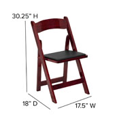HERCULES Series Mahogany Wood Folding Chair with Vinyl Padded Seat, XF-2903-MAH-WOOD-GG