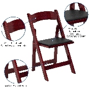 HERCULES Series Mahogany Wood Folding Chair with Vinyl Padded Seat, XF-2903-MAH-WOOD-GG