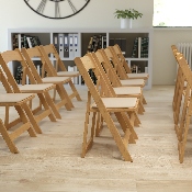 HERCULES Series Natural Wood Folding Chair with Vinyl Padded Seat, XF-2903-NAT-WOOD-GG