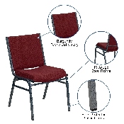 HERCULES Series Heavy Duty Burgundy Patterned Fabric Stack Chair, XU-60153-BY-GG