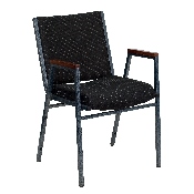HERCULES Series Heavy Duty Black Dot Fabric Stack Chair with Arms, XU-60154-BK-GG
