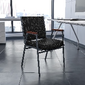 HERCULES Series Heavy Duty Black Dot Fabric Stack Chair with Arms, XU-60154-BK-GG