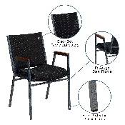 HERCULES Series Heavy Duty Black Dot Fabric Stack Chair with Arms, XU-60154-BK-GG