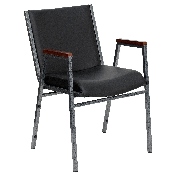 HERCULES Series Heavy Duty Black Vinyl Stack Chair with Arms, XU-60154-BK-VYL-GG