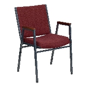 HERCULES Series Heavy Duty Burgundy Patterned Fabric Stack Chair with Arms, XU-60154-BY-GG