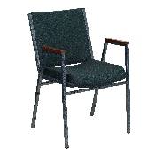 HERCULES Series Heavy Duty Green Patterned Fabric Stack Chair with Arms, XU-60154-GN-GG