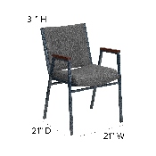 HERCULES Series Heavy Duty Gray Fabric Stack Chair with Arms, XU-60154-GY-GG