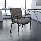 HERCULES Series Heavy Duty Gray Fabric Stack Chair with Arms, XU-60154-GY-GG